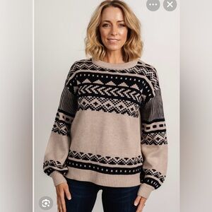 Baltic Born Eugene Beige and Black Patterned Sweater - out of stock on website